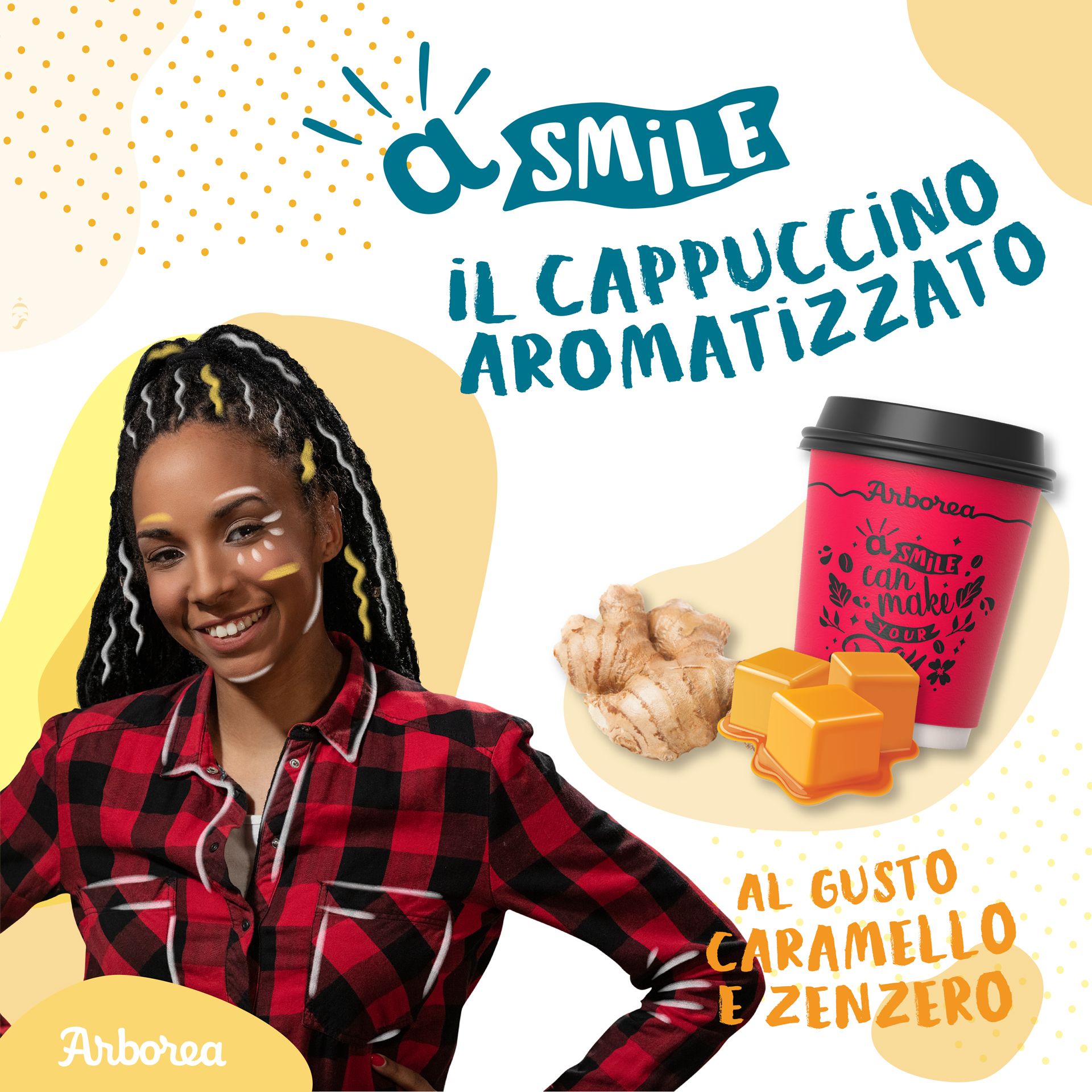 A-SMILE CAPUCCINO AROMATIZZATO ARBOREA CARAMELLO E ZENZERO